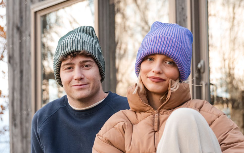 Green & White Ribbed Beanie