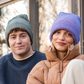 Green & White Ribbed Beanie
