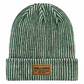 Green & White Ribbed Beanie