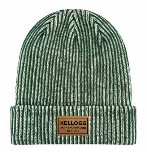 Green & White Ribbed Beanie